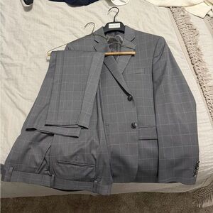 Perry Ellis Portfolio Gray Checkered Men's Suit